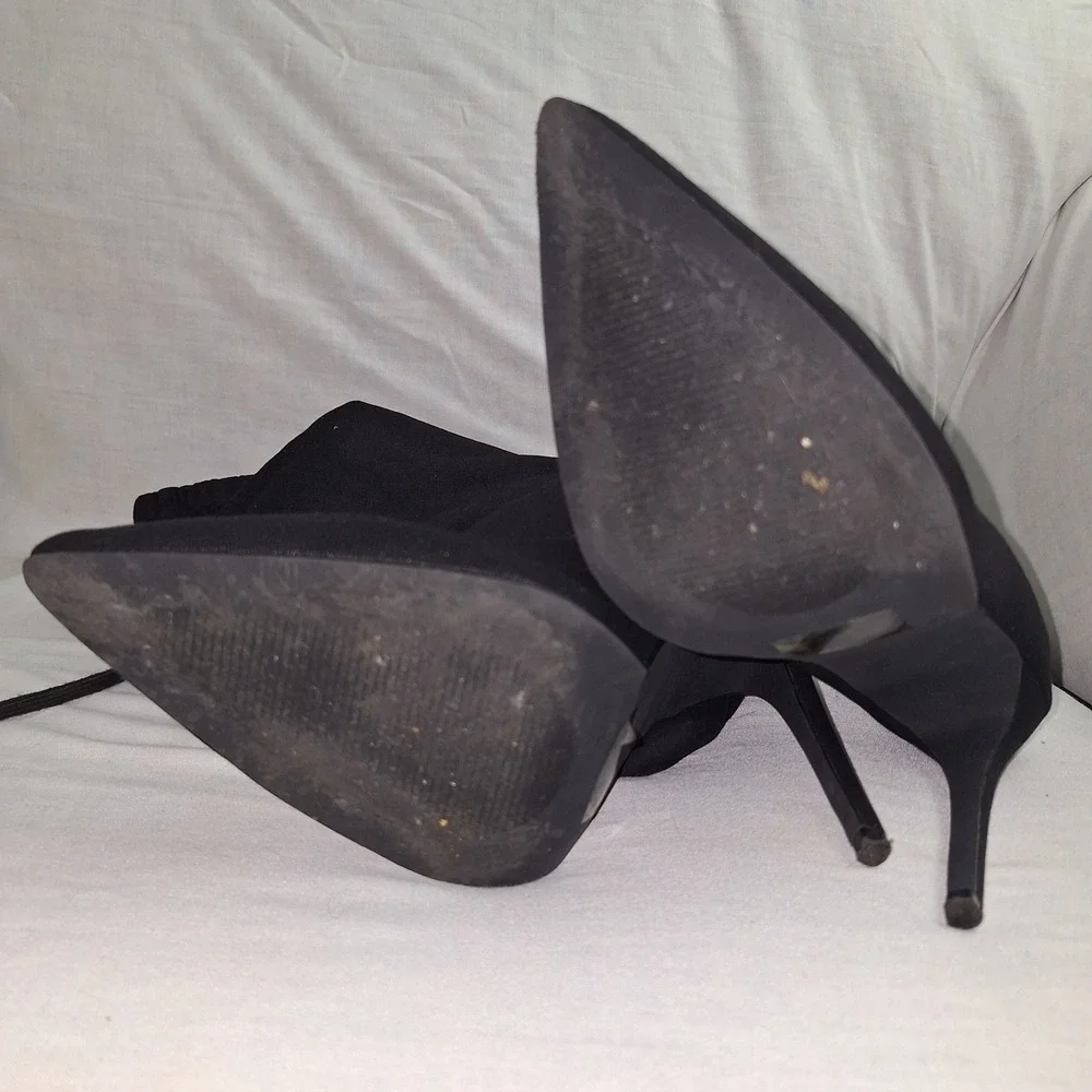 Y2K Whimsigoth Fabric Thigh High Boots Cahoka Black Stiletto Pointed Toe 10